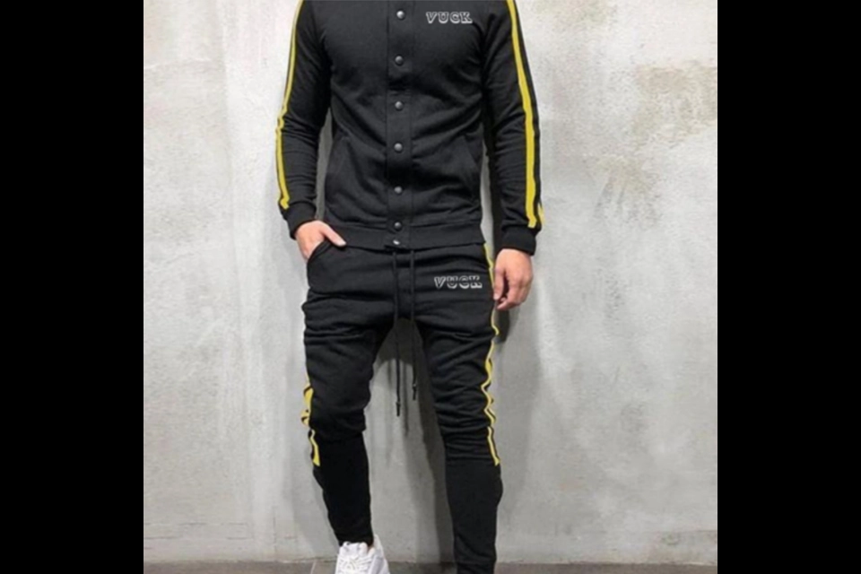 Mens Black & Yellow Striped Tracksuit