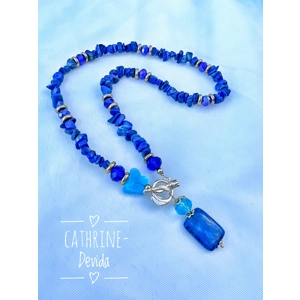 Håndlaget Choker av Cathrine-Devida: Lapis Lazuli & Swarovski Eleganse