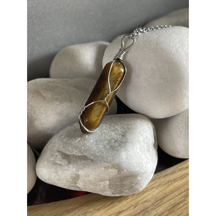 Tigers Eye Wire Wrapped Neck..