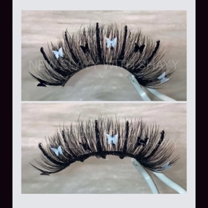 BLACK AND WHITE GLITTER BUTTERFLY