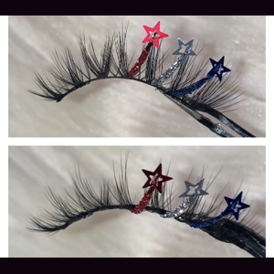 Red silver and blue shooting stars