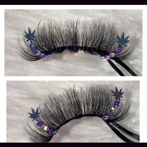 Purple rhinestone leafs