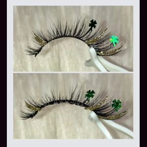 Natural gold glitter and green clovers