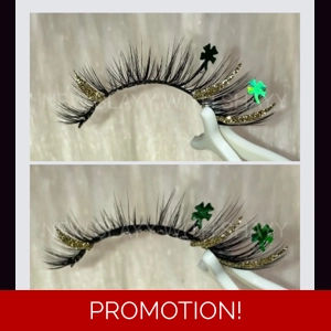 Natural gold glitter and green clovers