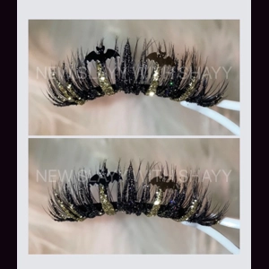 Gold & black glitter bats