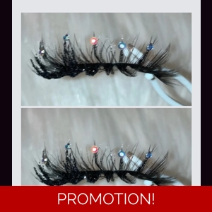 HALF BLACK GLITTER PEEK WITH RHINESTONE