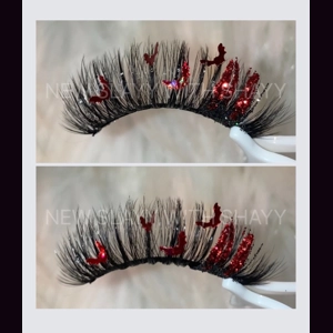 Red and black glitter ombré batz