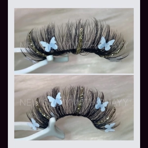 GOLD GLITTER & WHITE BUTTERFLY