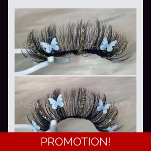 GOLD GLITTER & WHITE BUTTERFLY