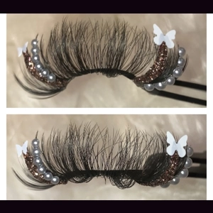 Brown glitter pearls & butterflies