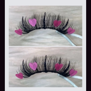 HOT PINK THIN GLITTER HEARTS