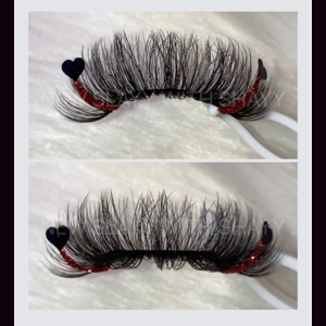 Red glitter black hearts