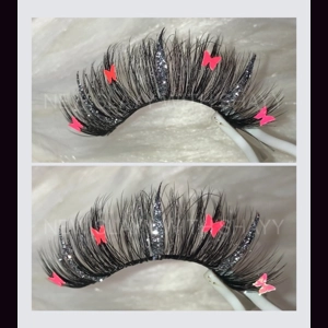 HOT PINK AND SILVER BUTTERFLY