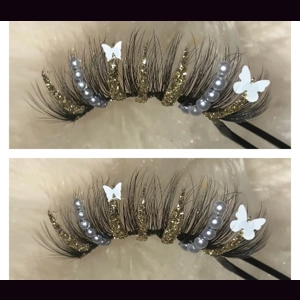Gold glitter pearl butterflies