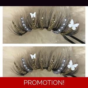 Gold glitter pearl butterflies