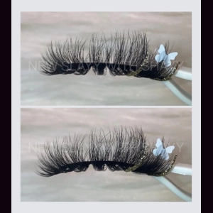 GOLD THIN GLITTER ENDS & WHITE BUTTERFLY