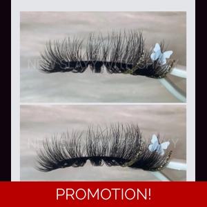 GOLD THIN GLITTER ENDS & WHITE BUTTERFLY