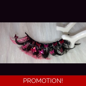 HOT PINK PEEK LASHES WITH BUTTEFLY