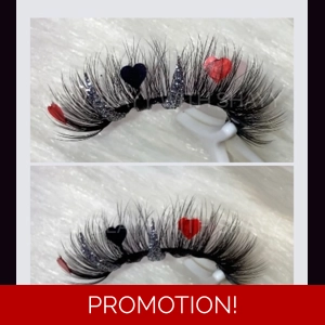 Silver glitter black & red hearts