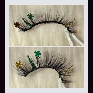 Natural gold and green glitter and clovers