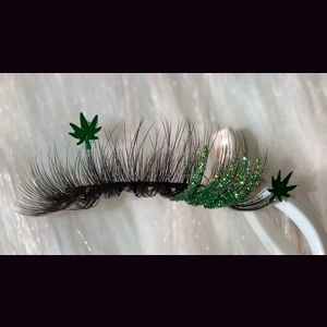 GREEN GLITTER WITH GREEN LEAFS