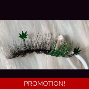 GREEN GLITTER WITH GREEN LEAFS