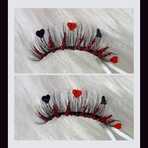 All red bottoms with black and red hearts