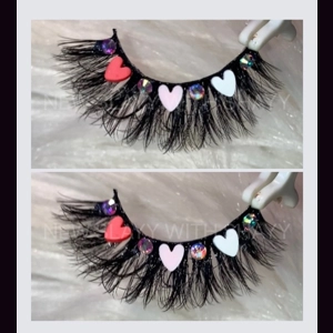 Red pink and white rhinestone