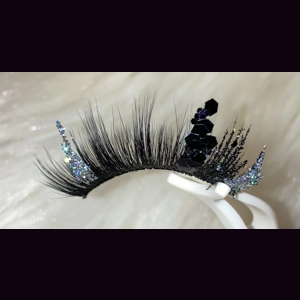 SILVER WITH BLACK CIRCLE GLITTER