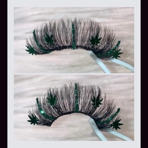 DARK GREEN GLITTER LEAFS