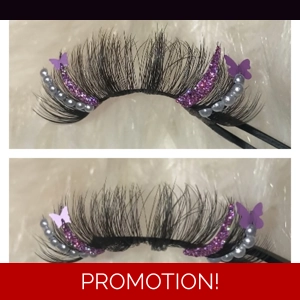 Purple glitter pearls & butterflies