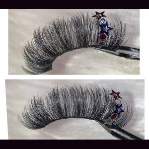 Fluffy red silver and blue