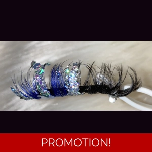 Royal blue lashes with sliver glitter