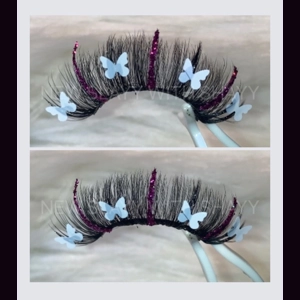 HOT PINK GLITTER & WHITE BUTTERFLY