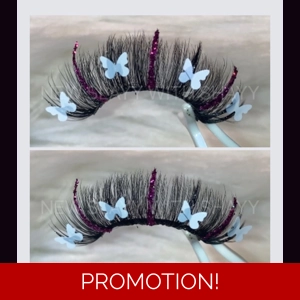 HOT PINK GLITTER & WHITE BUTTERFLY