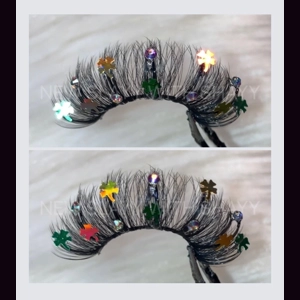 Rhinestone green and gold clover