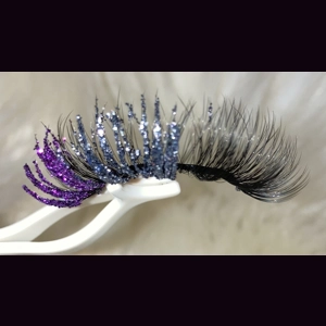 GREY AND PURPLE GLITTER LASHES