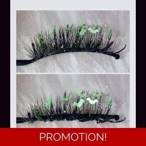 BLACK GLITTER BOTTOM LIME GREEN BATS