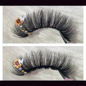 Yellow rhinestone & Pearl sunflower