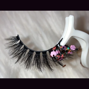 TEAL AND PURPLE GLITTER END LASHES