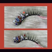 Red white and blue USA star lashes