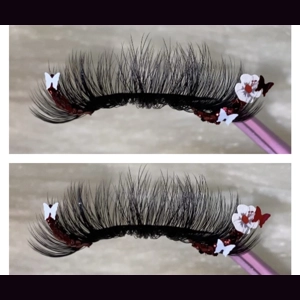 Burgundy flower butterfly glitter