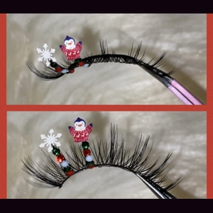 Natural lash penguin in a sweater on Christmas