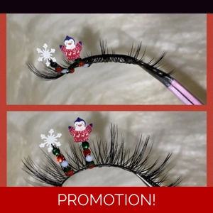 Natural lash penguin in a sweater on Christmas