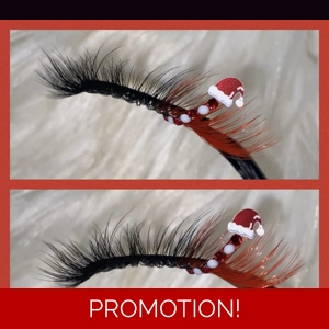 Red Santa hat rhinestone lash