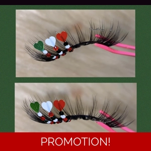 Green white and red pride heart lashes