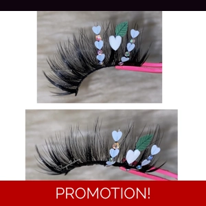 White heart leaf rhinestone lashes