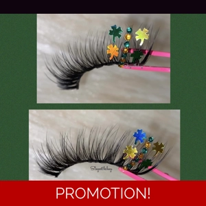 Gold and green patty leafs with rhinestones