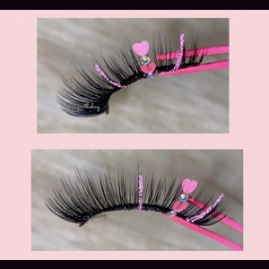 Pink glitter dust pink heart and rhinestones