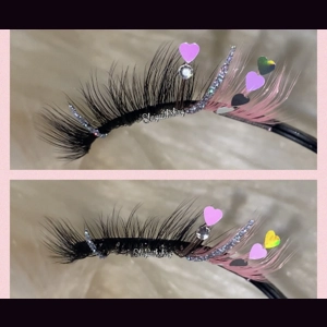 Pink and Disco glitter with silver and pink hearts